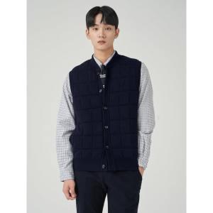 BEANPOLE MEN 초코 퀼팅 니트 베스트 - 네이비 168327