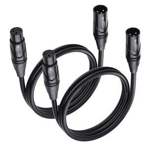 Cable Matters 2팩 프리미엄 쇼트 XLR to 케이블, 마이크 케이블 91.4cm(3피트), 무산소 구리(OFC) 수-암