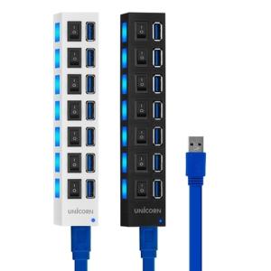 유니콘 XH-Q5 블랙 USB 3.0 7포트 USB허브 개별전원스위치 무전원