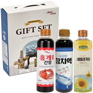 만원 이하 명절선물세트 스페셜3종 (홍게간장 500ml+참치액 500ml+해바라기유 410ml)