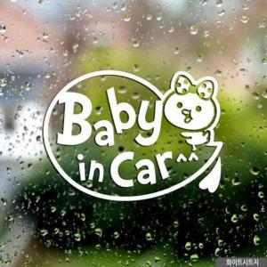 자동차스티커 BABY IN CAR 말풍선 화이트시트지 영문