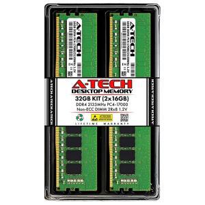 A-Tech 32GB (2x16GB) DDR4 2133 MHz UDIMM PC4-17000 (PC4-2133P) CL15 DIMM 2Rx8 Non-ECC 데스크탑 RAM