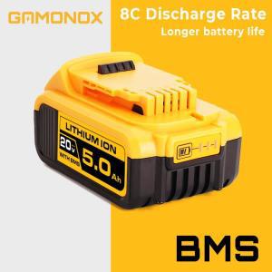 Gamonox 리튬 배터리  Dewalt 18V 20V 전동 공구용  충전식 전동 공구 액세서리  DCB200 184 교체  5Ah