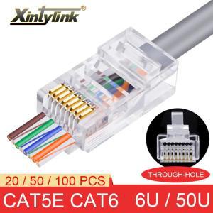 케이블 Xintylink rj45 커넥터 cat6 cat5e 50U/6U 이더넷 플러그 utp 8P8C 끝 cat 6 네트워크 lan 잭 cat5,