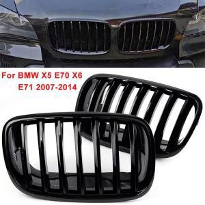 자동차 앞 범퍼 그릴 광택 블랙 BMW X5 E70 X6 E71 2007-2013 용 전면 메쉬 그릴 1 쌍