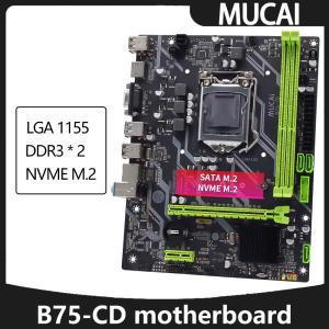 MUCAI 마더보드 LGA 1155, 인텔 코어 CPU 2 세대 및 3 세대와 호환, M.2 NVME SATA SDD 지원, B75