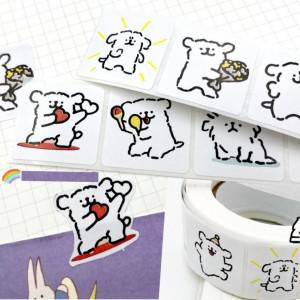 S641 귀여운 강아지 8종 사각형 스티커 500pcs 다꾸 멍멍이 답례품 꾸미기 다꾸 어린이집 선물