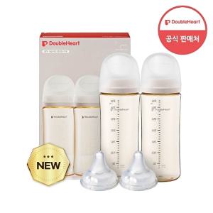 [더블하트]더블하트 모유실감 3세대 PPSU 하루그레이 330ml_트윈팩 (젖꼭지미포함)