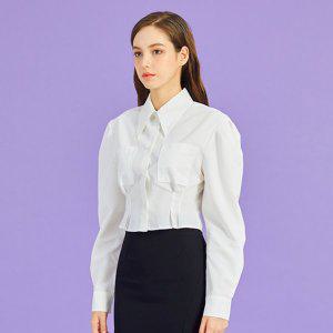 [KOLEAT]WOMEN 크롭 슬림 퍼프 긴팔 셔츠 [WHITE] 크롭티 긴팔티 PF