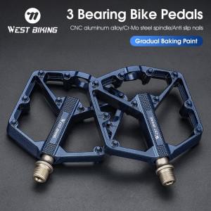 WEST BIKING 초경량 자전거 페달, 3 베어링, 미끄럼 방지, MTB 로드 사이클링, BMX 알루미늄 합금 플랫 액