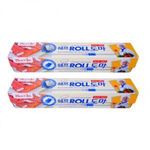 쉐프 ROLL도마 25cmx3M -2개 롤도마 위생도마 일회용도마 잘라쓰는도마 시트도마