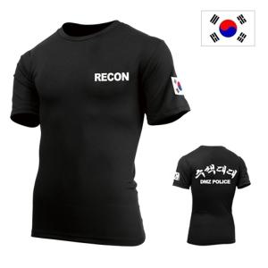 쿨론 RECON 수색대대 검정 반팔 군인 군대 티셔츠