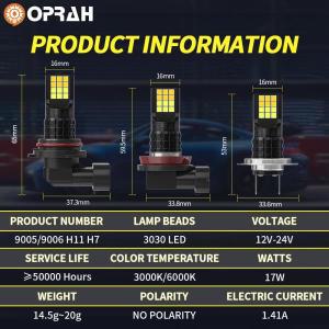 듀얼 컬러 자동차 안개 방지 전구 H11, 9006, 하이 퀄리티, LED 24SMD, 노란색, 2