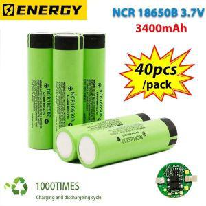 손전등용 100% 충전 배터리, 장난감 자동차 카메라 18650 리튬 충전식 NCR18650B, 3.7V, 3400mah, 신제품