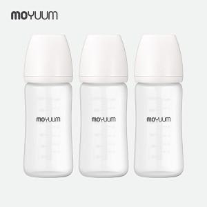 실리콘 코팅 노꼭지 유리 젖병 240ml 트리플팩