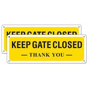 Keep Gate Closed 표지판, 25.4 x 8.9cm(10 3.5인치) 변색 방지 및 방수 금속, 실내 실외 사용을 위한 알루