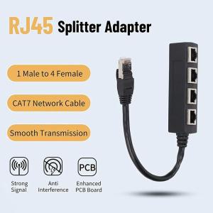 케이블 RJ45 스플리터 컨버터, CAT7 네트워크 확장 어댑터, 1 수 입력-4 암 출력