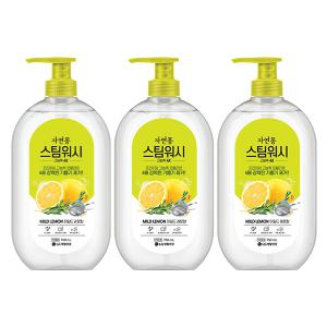 자연퐁 스팀워시 4X 주방세제 레몬향 용기, 750ml, 3개