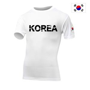 쿨론 KOREA 코리아 흰색 반팔 라운드 기능성 남자 티셔츠