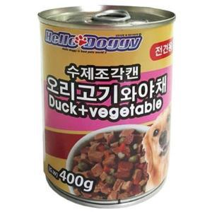 400g 수제조각캔(주식캔) 오리고기와야채 헬로도기 강이지 강아지캔 애견캔 통조림