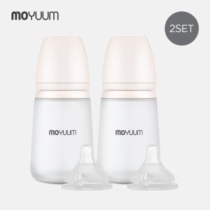 [모윰] 프리미엄 노꼭지 실리콘 젖병 260ml 2팩+젖꼭지(2ea)