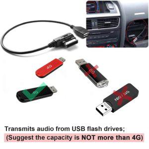 범용 USB AUX 케이블 음악 MDI MMI AMI-USB 암 인터페이스 오디오 어댑터 데이터 와이어 AUDI A3 A4 A5 A6