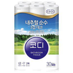 코디 내추럴 순수 3겹 데코 20m 3겹 30롤 화장지