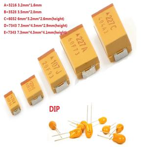 A B C D 케이스 탄탈럼 캐패시터, 6V, 10V, 16V, 25V, 35V, 50V, 0.1UF, 1uf, 2.2UF, 4.7UF, 10UF, 22UF, 33UF, 47UF, 100UF, 220, 10 개 uF 330UF 470UF