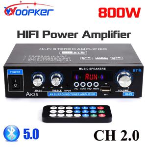 Woopker 가정용 디지털 앰프, AK35, 800W, 100-240V, 12V, 베이스 오디오 파워, 블루투스 앰프, Hifi FM 서브우퍼 스피커