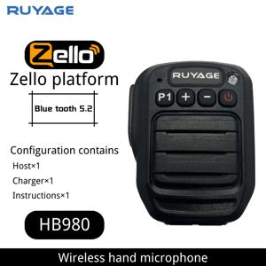 Ruayge 워키토키 PTT 무선 블루투스 마이크, 아이폰 및 안드로이드 휴대폰, Zello 앱, ZL20, ZL50, ZL60, 1000mAh 배터리