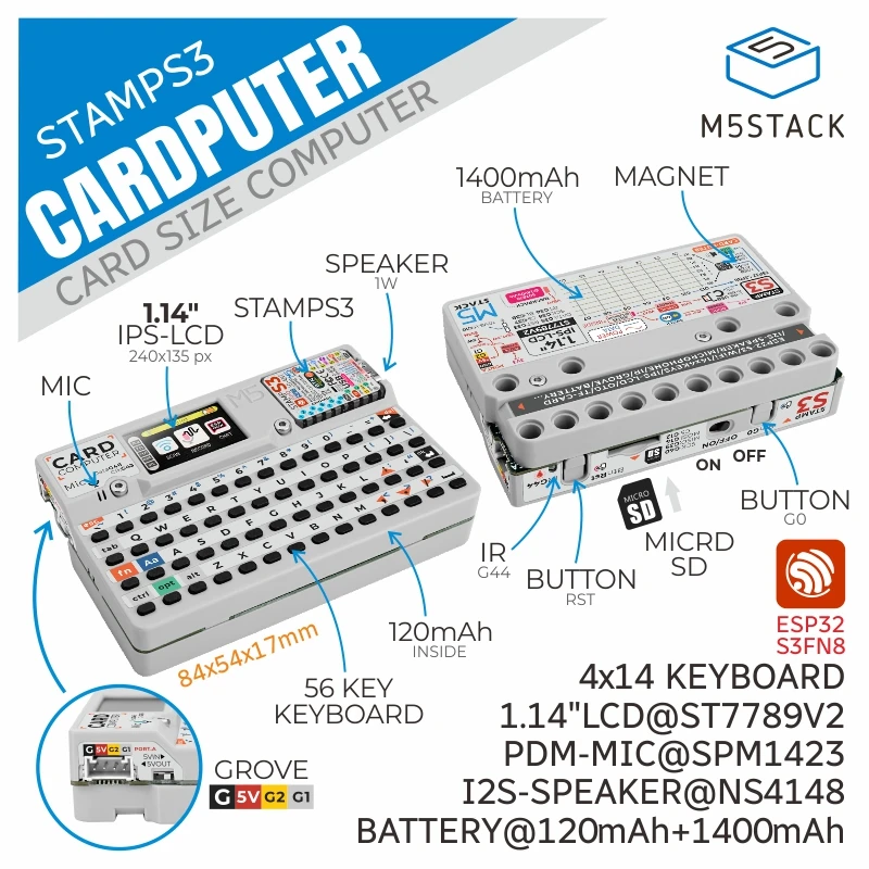 M55Stack 공식 카드컴퓨터 키트, M5StampS3 포함