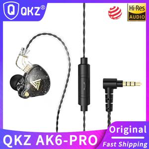 QKZ AK6 PRO 유선 이어폰 HIFI 스테레오 헤드셋, 마이크 포함, HD 통화, 3.5mm AUX 인이어 음악 게임, 스포츠 헤드폰, 정품