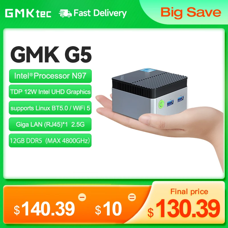 GMKtec 미니 PC GMK G5 NUCBOX 인텔 N97 시스템 윈도우 11 프로 DDR5 4800MHz 와이파이 5 BT 5.0 GMKtec 미니 PC