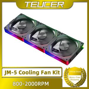 TEUCER JM-5 무선 냉각 선풍기 키트, ARGB 조명 효과, 800-2000RPM 케이스 선풍기, 240 360 수냉 라디에이터 호환