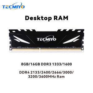 TECMIYO 방열판 포함 데스크탑 RAM, DDR3, DDR3L, 1333/1600 DDR4, 8GB, 16GB, 2133, 2400, 2666MHz, 3000MHz, 3200MHz, 3600MHz, 블랙, 1 PC