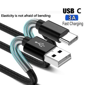 USB A to C타입 케이블, 날짜 동기화, 3A 고속 충전, TPE 탄성 충전기 케이블, 삼성 화웨이 안드로이드 Typec 휴대폰 1m