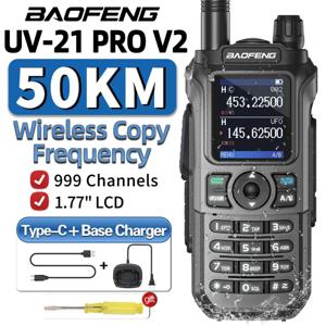 Baofeng UV-21 PRO V2 워키 토키 무선 복사 주파수 16 KM 장거리 TYPE-C 양방향 라디오 햄 CB 라디오 UV-5R UV-17