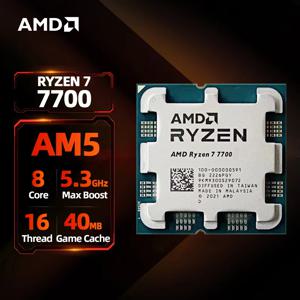 AMD Ryzen 7 7700 프로세서, 게임용 CPU 통합 그래픽, 5.3GHz, 8 코어, 16 스레드, 40MB 게임 캐시, 5NM TDP, 65W 소켓, AM5