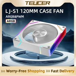 TEUCER LJ-S1 컴퓨터 섀시 선풍기, ARGB 4 핀 PWM 저소음 냉각 선풍기, 12V 대용량 풍량 워터 쿨러 환풍기, 12cm