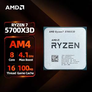 AMD RYZEN™CPU 게이밍 프로세서, 게임 캐시 소켓 AM4 프로세서, 7 5700X3D 100%, 8 코어 16 스레드, 4.1GHz, 7NM, 100MB