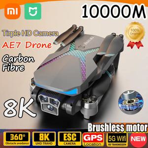 샤오미 드론 HD8K 전문 트리플 카메라 항공 사진 GPS FPV 브러시리스 장애물 회피 RC 쿼드콥터, AE7, 10000m