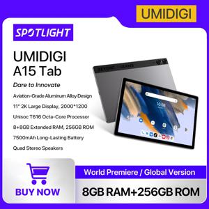 UMIDIGI 안드로이드 13 스마트 태블릿, Unisoc T616, 8 + 8GB RAM, 256GB ROM, 11 인치, 2K HD + 디스플레이, 7500mAh 메가 배터리, 13MP 카메라, A15 탭