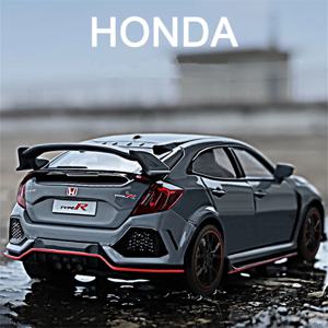 1:32 HONDA CIVIC TYPE-R 합금 자동차 다이케스트 & 장난감 차량 금속 스포츠카 모델 사운드 빛 수집 어린이 선물