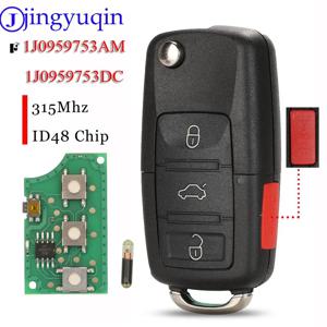 Jingyuqin VW 비틀 골프 파사트 제타 플립 키 자동차 원격 키 입력 송신기 포브, 315Mhz ID48 1J0959753AM 1J0959753DC