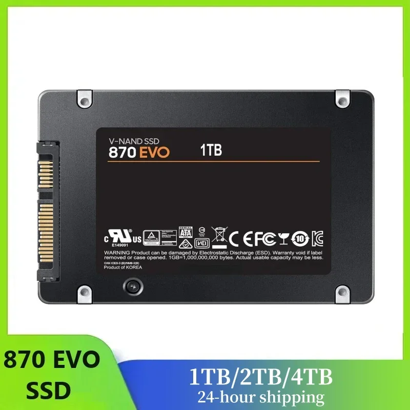 SSD 870 EVO SATA 3.0 고속 솔리드 스테이트 드라이버 디스크, 게임용 메모리 카드, PS5 노트북 데스크탑 PC용, 4TB, 2TB, 1TB, 2.5 인치