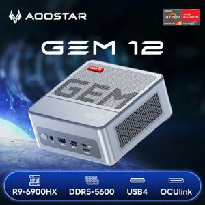 AOOSTAR 게이밍 데스크탑 컴퓨터, GEM12 Ryzen 9 6900hx 미니 PC, 2 * DDR5 RAM 및 2 * NVME SSD, OCuiLink, WiFi, 6/2 * 2.5LAN