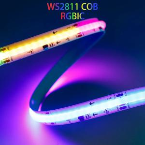 풀 드림 컬러 테이프 주소 지정 가능 스마트 SPI FCOB 라이트, WS2811 RGBIC COB LED 스트립 조명, WS2812B, 576, 720LED, RA90, DC12, 24V