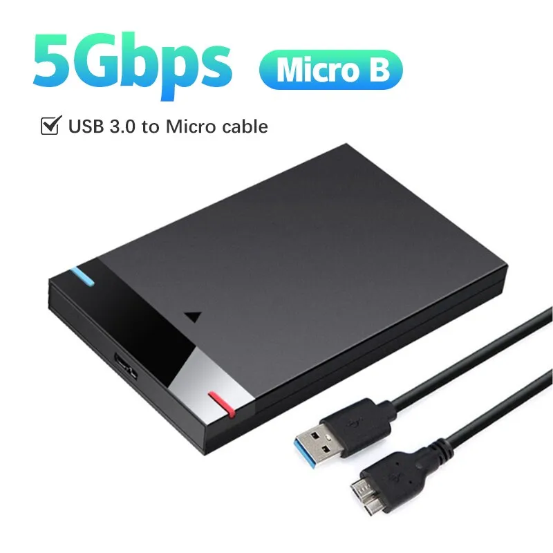 인클로저 HDD 케이스 2.5 인치 마이크로 B USB 3.0 타입 C 케이블 외부 하드 드라이브 5TB 5Gbps HD 휴대용 저장 장치 지원 UASP