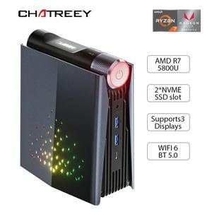 Chatreey AMR5 미니 PC AMD Ryzen 7 5800U Radeon RX Vega 8 게임용 데스크탑 다채로운 조명 컴퓨터, WiFi 6 BT 5.0