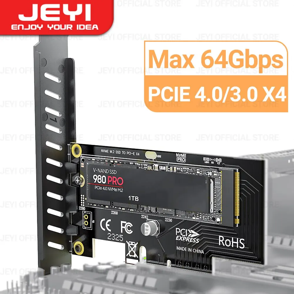 JEYI 데스크탑 PC용 확장 카드, M.2 NVME-PCIe 4.0 3.0 SSD 어댑터, PCI-E GEN4 GEN3 풀 스피드, 64Gbps PCIe 4.0 X4 X8 X16